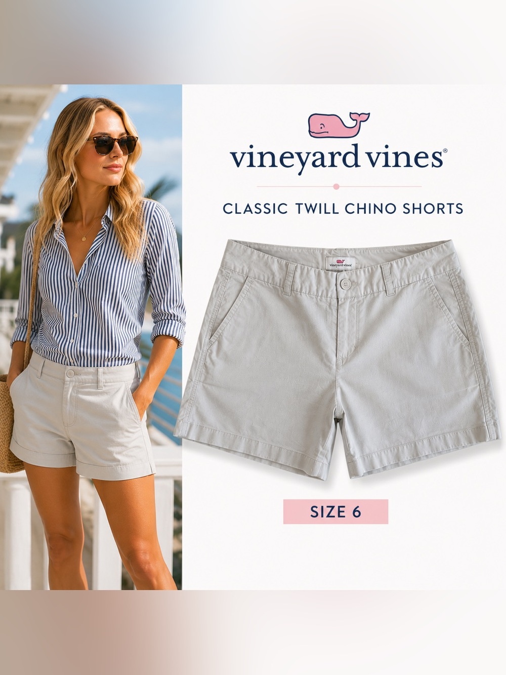 Vineyard Vines Chino Shorts 6 Stone Twill Stretch 4.5” Inseam Coastal Resort